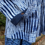 Indigo-dyed Pintuck Blouse