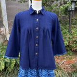 Indigo-dyed Pintuck Blouse