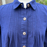 Indigo-dyed Pintuck Blouse