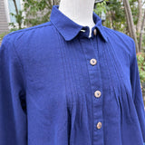 Indigo-dyed Pintuck Blouse