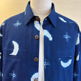 Shirt Collar Men's Shirt Indigo Plain / <new> Shibori Pattern</new>