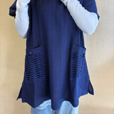 Turtle Neck Vest Button Collar