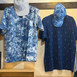Men's Short-Sleeve Shirt - Indigo Dye, Murakumo Shibori