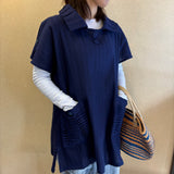 Turtle Neck Vest Button Collar