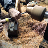 Shichimi pepper dispenser, eggplant shape, mulberry wood
