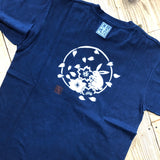 藍染めTシャツ 【桜うさぎ】