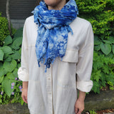 Indigo gauze stole - Murakumo dyeing
