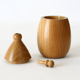 Shichimi pepper dispenser, eggplant shape, mulberry wood