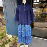 Indigo-dyed Pintuck Blouse