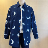 シャツカラー　メンズシャツ　藍無地／<NEW>絞り柄