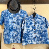 Men's Short-Sleeve Shirt - Indigo Dye, Murakumo Shibori