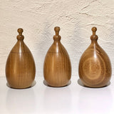 Shichimi pepper dispenser, eggplant shape, mulberry wood