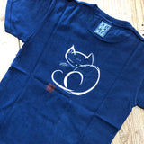 藍染めＴシャツ　【ねこ】