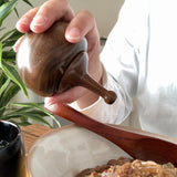 Shichimi pepper dispenser, eggplant shape, mulberry wood