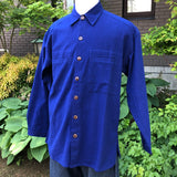 シャツカラー　メンズシャツ　藍無地／<NEW>絞り柄