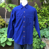 シャツカラー　メンズシャツ　藍無地／<NEW>絞り柄