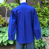 シャツカラー　メンズシャツ　藍無地／<NEW>絞り柄