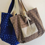 Reversible indigo-dyed tote bag (large)