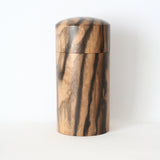 Tea Caddy - Black and Striped Persimmon "Phantom Wood" 01
